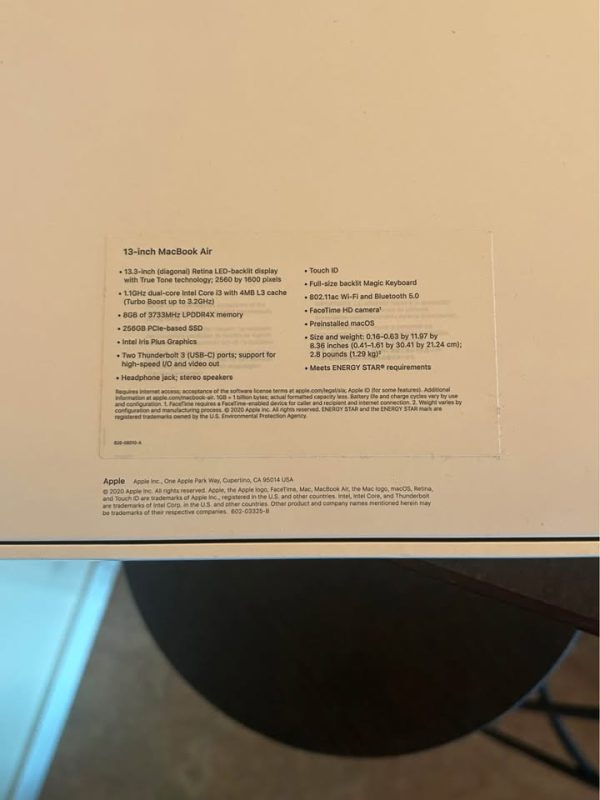 2020 MacBook Air 13‑inch