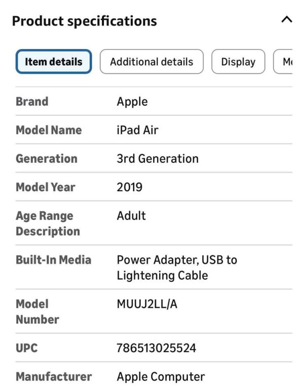 iPad Air 3rd generation, 64 GB, WiFi - GLITCHY BUT WORKS