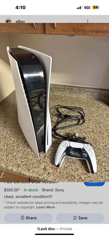 Ps5 disk with controller and cords