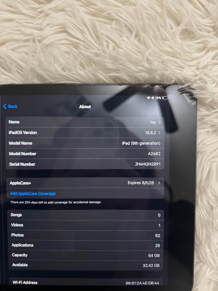 Model: iPad 5 Model: iPad