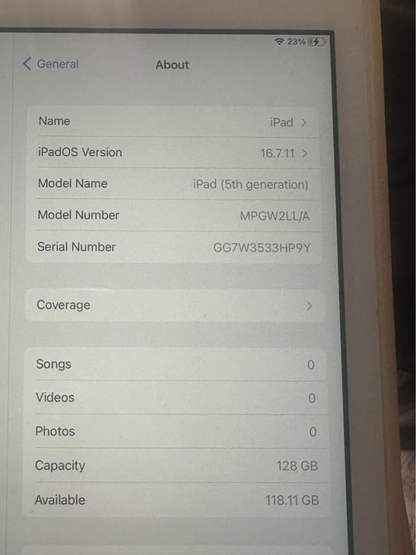 iPad WiFi 128GB Gold 5th gen