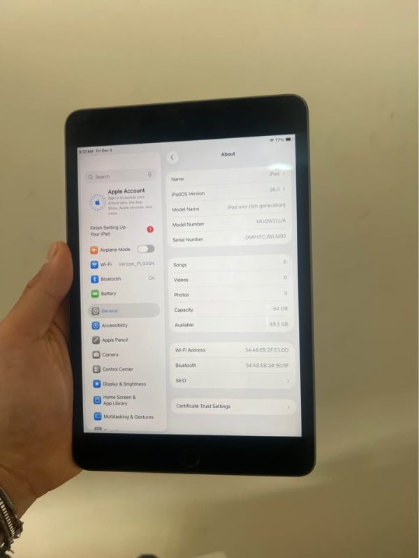 iPad mini 5th gen 64gb grey WiFi only