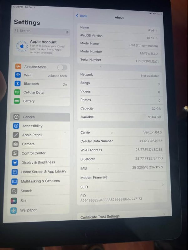 iPad 7th generation 32GB WIFI LTE