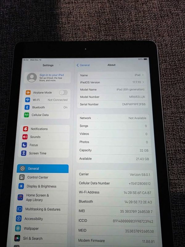 IPad ,6th 32GB