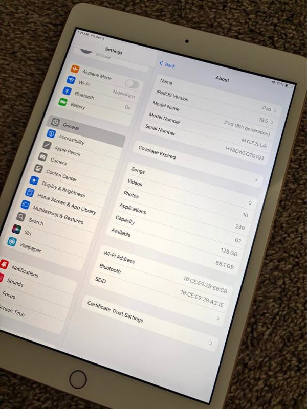 iPad 8th Generation - 128GB - Excellent Condition