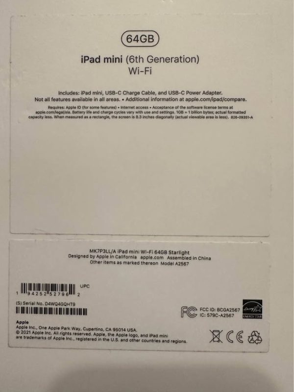 iPad Mini 6th Generation WiFi 64gb CLEAN