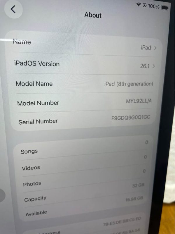 APPLE IPAD 8TH GEN MYL92LL/A | 10.2