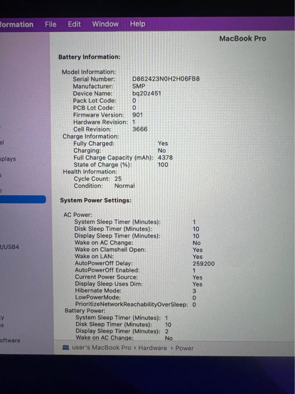 APPLE MACBOOK PRO LAPTOP W/CHARGER