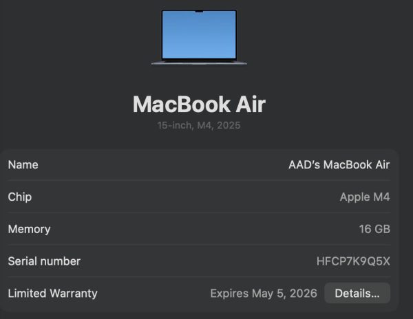 Macbook Air M4 15" Inch 2025 (16GBram, 256GB)