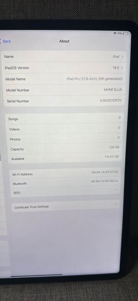 iPad Pro 12.9inch 5th 128GB M2 unlock