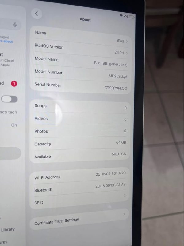 iPad 9th generation 64GB WIFI