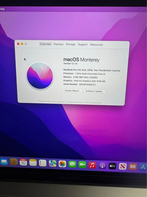 APPLE MACBOOK PRO LAPTOP W/CHARGER