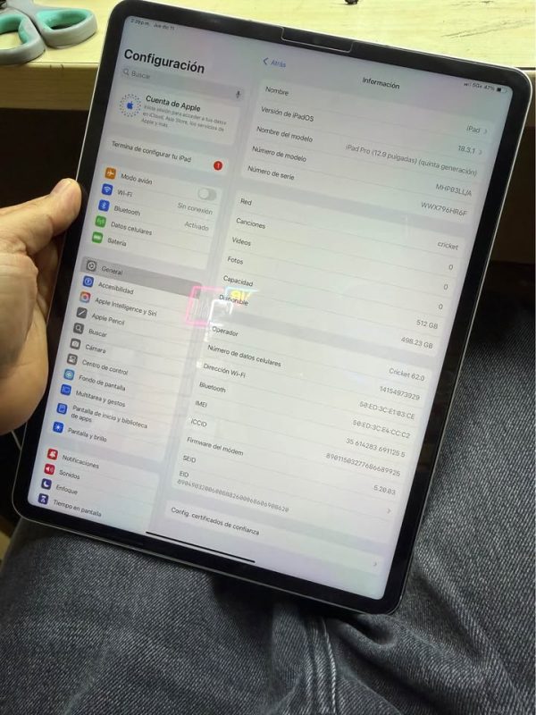 iPad 12.9 5Gen cellular and WiFi 512GB