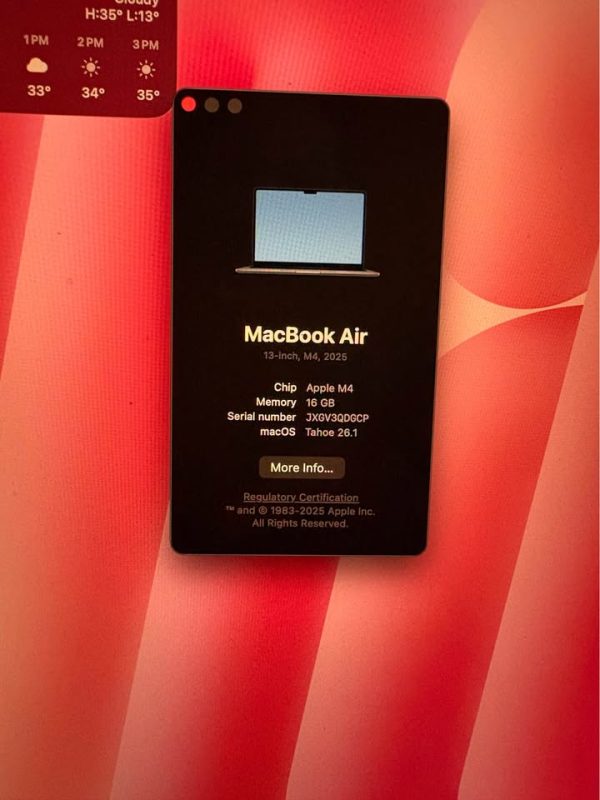 M4 MacBook Air 13 inch 256 gb 16 gb ramv